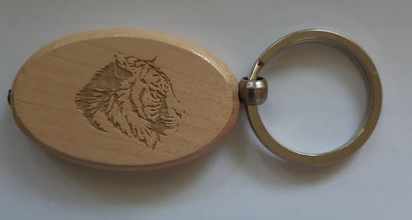 Schlüsselanhänger Holz oval mit Gravur